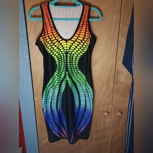 Multicolor Bodycon Dress Spandex Size XL Nonbranded NWOT